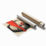 Modern Dining Room Art – Bold Red and Black Abstract Portrait