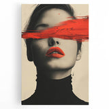 Modern Dining Room Art – Bold Red and Black Abstract Portrait