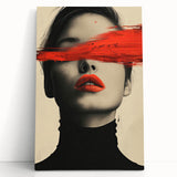 Modern Dining Room Art – Bold Red and Black Abstract Portrait