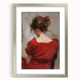 Abstract figurative art frame with a silver mat, showcasing modern design elements and elegant aesthetics, perfect for enhancing contemporary interiors.