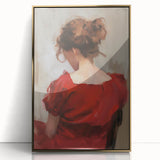 Abstract figurative artwork in a sleek gold frame, showcasing vibrant colors and dynamic shapes, ideal for modern home decor and artistic expression.