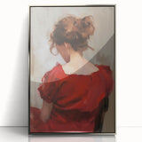 Framed abstract figurative artwork featuring silver and black tones, showcasing dynamic shapes and lines, ideal for modern home decor and artistic expression.