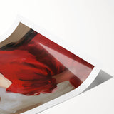 Abstract figurative rolled print showcasing vibrant colors and dynamic shapes, ideal for modern home decor, presented in a protective cardboard tube.