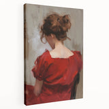 Abstract figurative stretched canvas artwork showcasing vibrant colors and dynamic shapes, viewed from the side, ideal for modern home decor and artistic expression.