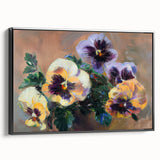 Framed abstract floral canvas artwork in vibrant colors, showcasing a black side profile, perfect for modern home decor or art enthusiasts.