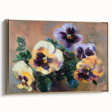 Abstract floral canvas art framed in gold, showcasing vibrant colors and intricate designs. Perfect for modern home decor, adding a touch of elegance and sophistication.