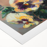 Abstract floral design on rolled canvas, showcasing vibrant colors like pink, blue, and green, ideal for modern home decor and art enthusiasts.