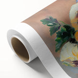 Abstract floral rolled canvas artwork showcasing vibrant colors of pink, blue, and green, elegantly designed to enhance modern home decor aesthetics.