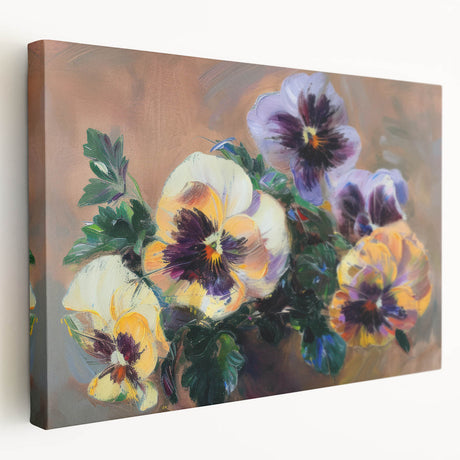 Abstract floral design on stretched canvas showcasing vibrant colors and intricate patterns, ideal for modern home decor or art enthusiasts. Side view highlights the canvas depth and texture, enhancing the visual appeal for interior design.