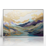 Framed abstract landscape wall art in acrylic, featuring soft pastel colors and a serene composition, ideal for modern home decor. This piece adds a touch of elegance and tranquility to any living space.