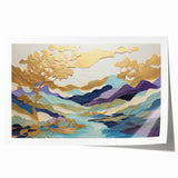 Abstract landscape wall art print showcasing vibrant colors and fluid shapes, rolled for easy transport, perfect for modern home decor.