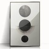 Framed abstract minimalist wall art featuring a silver acrylic finish, showcasing sleek geometric shapes and a modern design, perfect for contemporary decor.