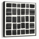 Modern Abstract Wall Art – Black Grid of Textured Minimal Squares
