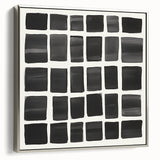 Modern Abstract Wall Art – Black Grid of Textured Minimal Squares