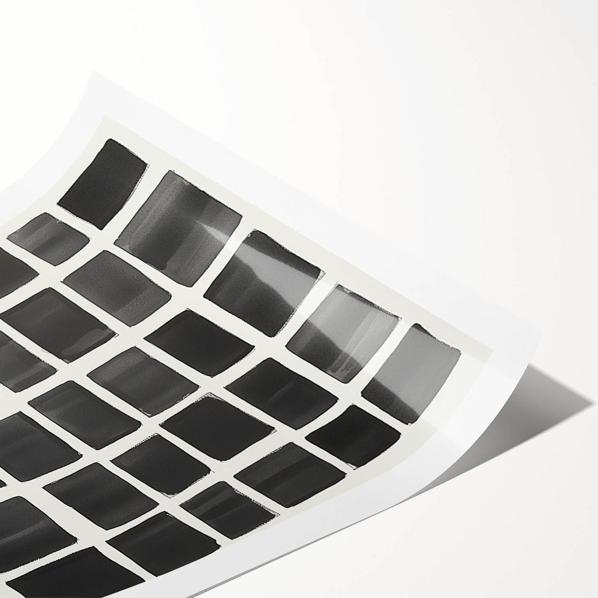 Modern Abstract Wall Art – Black Grid of Textured Minimal Squares