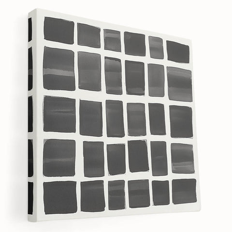 Modern Abstract Wall Art – Black Grid of Textured Minimal Squares