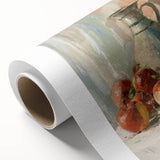 Art Deco style poster of assorted fruits in vibrant colors, printed on rolled canvas, suitable for nursery wall art.