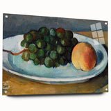 Grapes and Peach on a Plate by Cézanne: Classic Still Life Wall Art