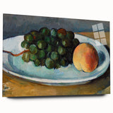 Grapes and Peach on a Plate by Cézanne: Classic Still Life Wall Art