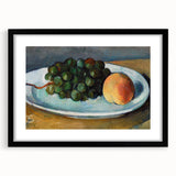 Grapes and Peach on a Plate by Cézanne: Classic Still Life Wall Art