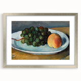 Grapes and Peach on a Plate by Cézanne: Classic Still Life Wall Art