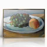 Grapes and Peach on a Plate by Cézanne: Classic Still Life Wall Art