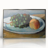 Grapes and Peach on a Plate by Cézanne: Classic Still Life Wall Art