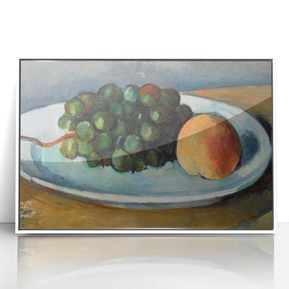 Grapes and Peach on a Plate by Cézanne: Classic Still Life Wall Art