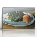 Grapes and Peach on a Plate by Cézanne: Classic Still Life Wall Art