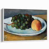 Grapes and Peach on a Plate by Cézanne: Classic Still Life Wall Art