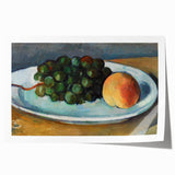 Grapes and Peach on a Plate by Cézanne: Classic Still Life Wall Art