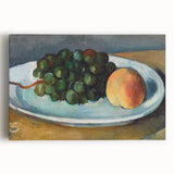 Grapes and Peach on a Plate by Cézanne: Classic Still Life Wall Art