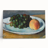 Grapes and Peach on a Plate by Cézanne: Classic Still Life Wall Art