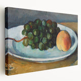 Grapes and Peach on a Plate by Cézanne: Classic Still Life Wall Art