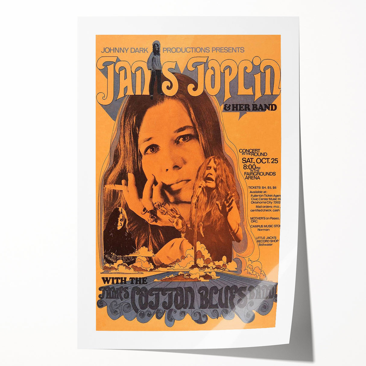Janis Joplin Retro Wall Art – Vintage 1970s Blues Concert Print
