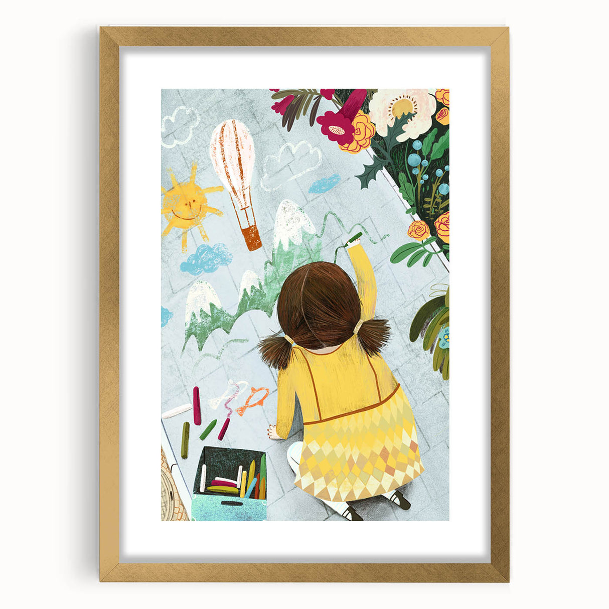 Chalk Drawing Girl Art for Kids - Personalized Kids Art