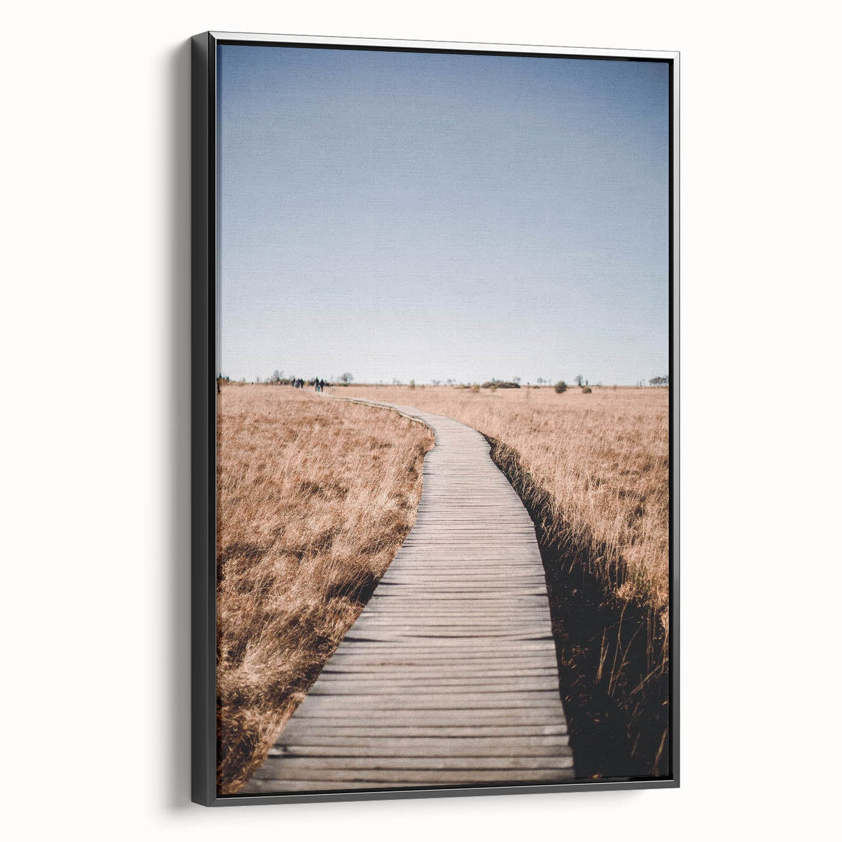 Black and white landscape art painting on framed canvas, depicting a serene fall scene, ideal for bedroom decor.