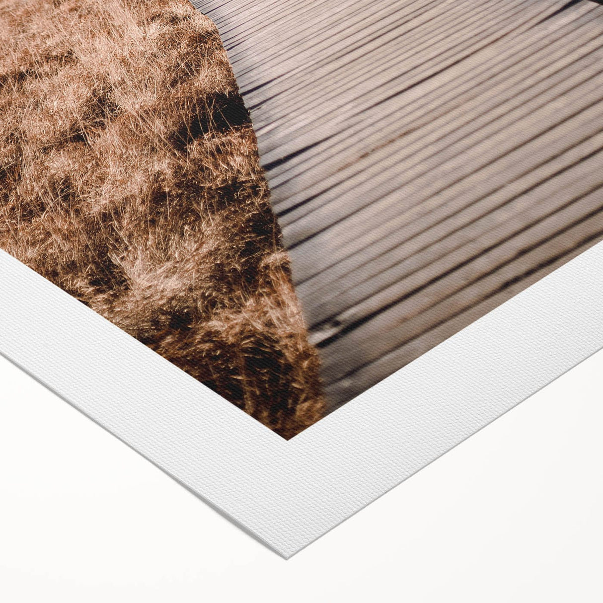 Art deco poster featuring an autumnal scene with warm orange and brown tones, on rolled canvas.