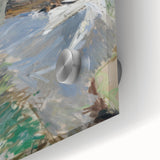 Close-up of an abstract figurative acrylic glass artwork showcasing vibrant colors and intricate details, ideal for modern home decor or art collectors. This contemporary piece highlights fluid shapes and textures, enhancing any living space's aesthetic appeal.