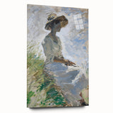 Abstract figurative acrylic art piece displayed from the side, showcasing vibrant colors and intricate details, ideal for modern home decor or art collectors.