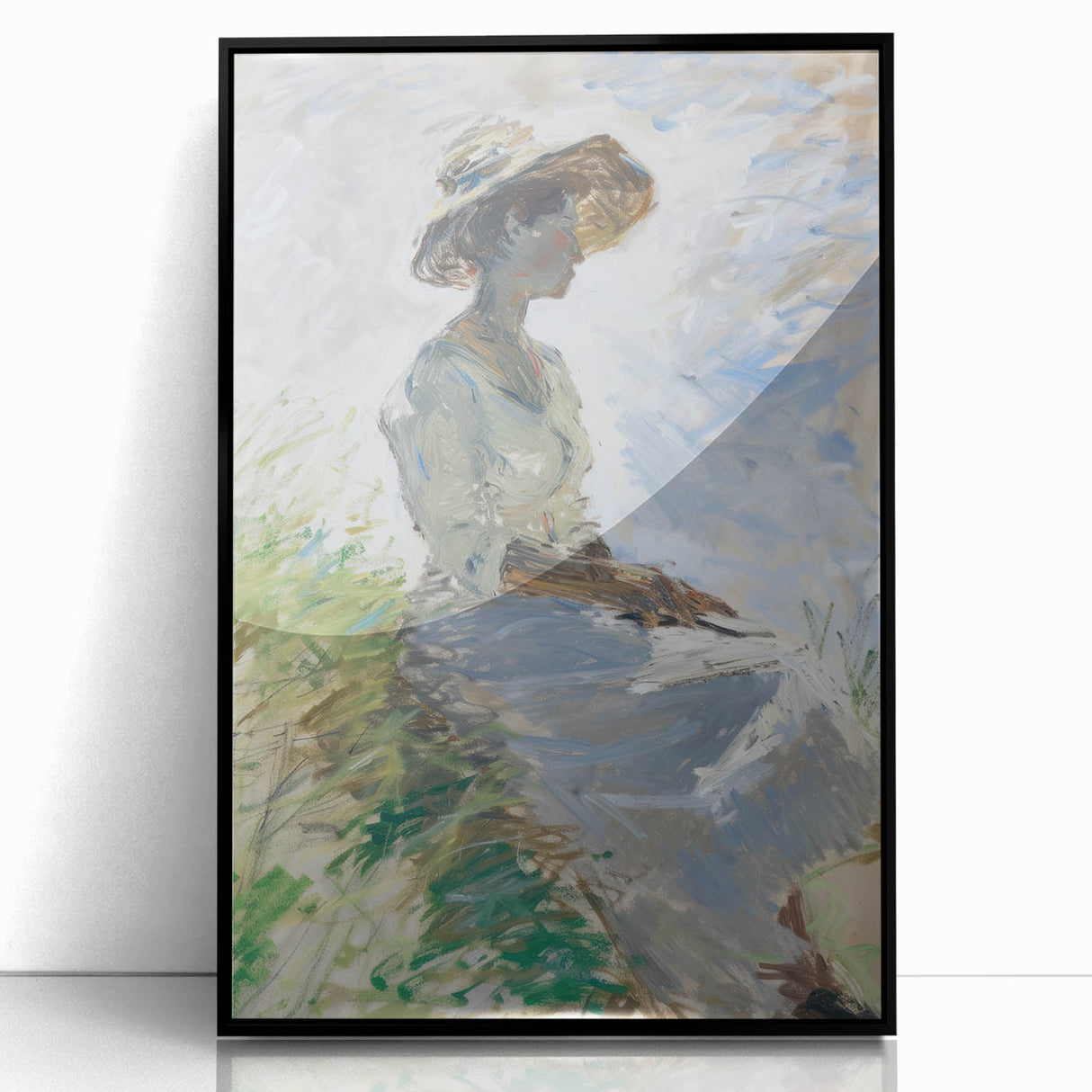 Framed abstract figurative artwork in black acrylic, showcasing intricate designs and bold shapes, ideal for modern home decor or artistic spaces.