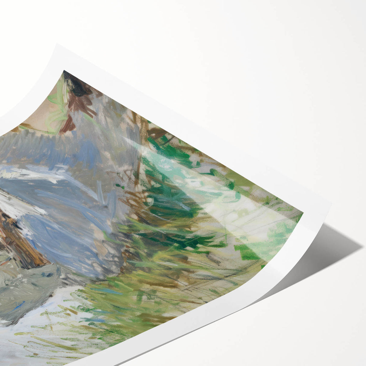 Abstract figurative rolled print showcasing vibrant colors and dynamic shapes, elegantly packaged in a protective cardboard tube for easy display. Perfect for modern home decor and art enthusiasts.