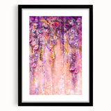 Abstract floral wall art framed in black, featuring vibrant colors and intricate designs, perfect for home decor or gallery display, enhancing any space's aesthetic appeal.