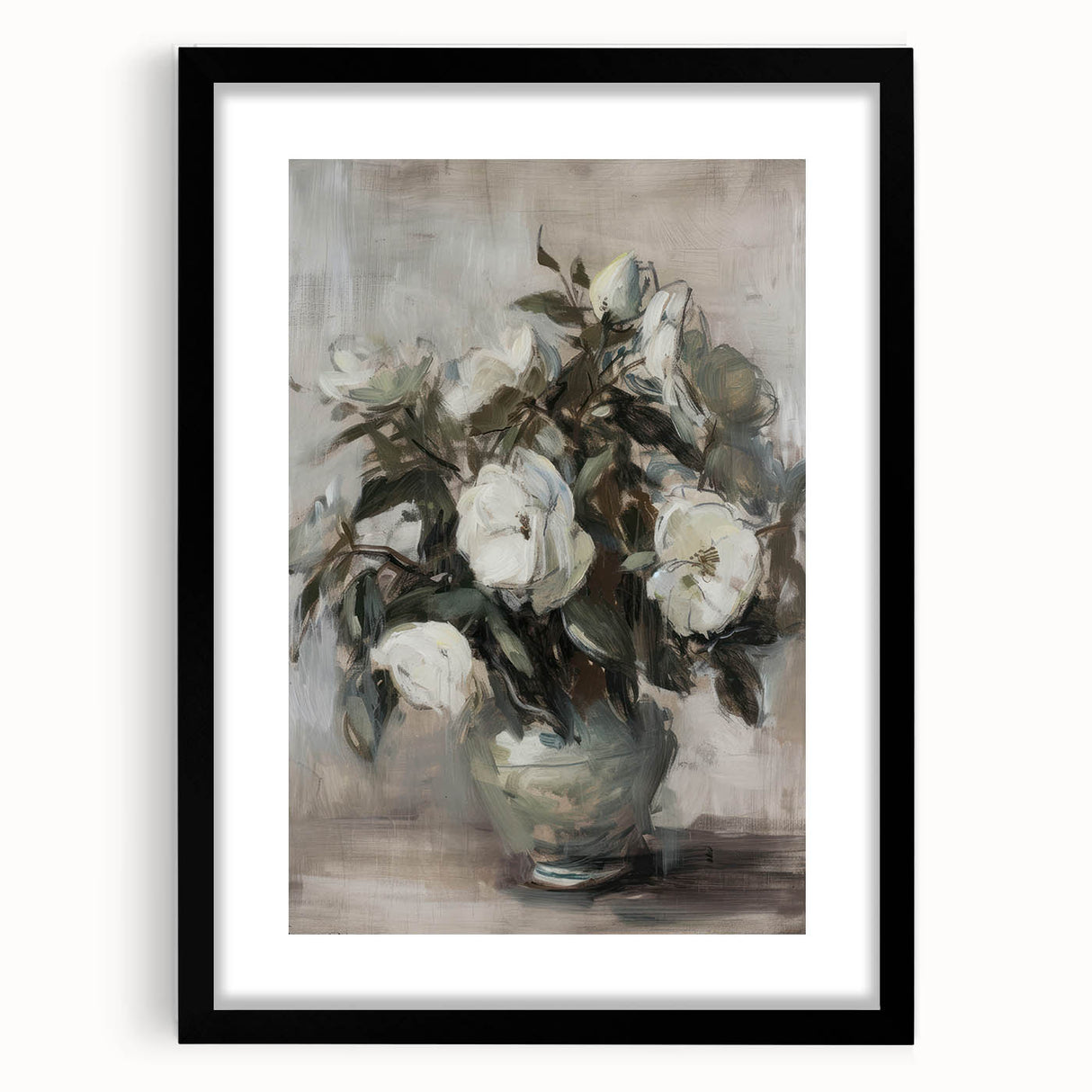 Abstract floral artwork framed in black, showcasing vibrant colors and intricate designs, perfect for modern home decor and artistic display.