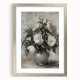 Abstract floral artwork in a silver frame with a mat, showcasing vibrant colors and intricate designs, perfect for home decor or gallery display.