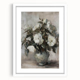 Abstract floral artwork framed in a sleek white mat, showcasing vibrant colors and intricate designs, ideal for modern home decor or art enthusiasts.