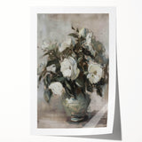 Vibrant abstract floral rolled print showcasing colorful blooms in shades of pink, blue, and yellow, perfect for modern home decor, elegantly packaged.