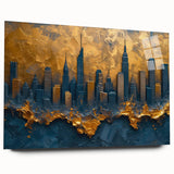 Abstract landscape wall art featuring vibrant colors and fluid shapes, displayed in a sleek acrylic frame, showcasing a modern artistic design for contemporary decor.
