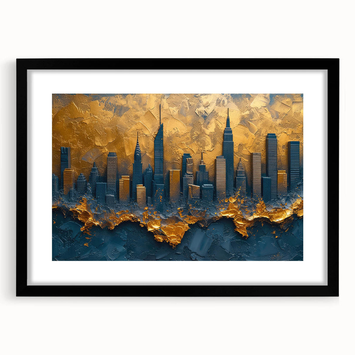 Abstract landscape wall art framed in sleek black, showcasing vibrant colors and fluid shapes, perfect for modern home decor. Ideal for enhancing any living space.