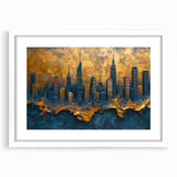 Abstract landscape wall art framed with a white mat, showcasing vibrant colors and intricate details, ideal for modern home decor and artistic ambiance.